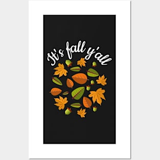 Its fall yall Autumn leaves and acorn Graphic Tees Posters and Art